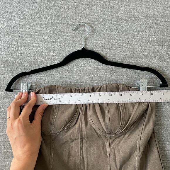 Innovare Denim Dress Olive Green Abilene Ruffle Strapless Corset Mini Coquette - Picture 4 of 8